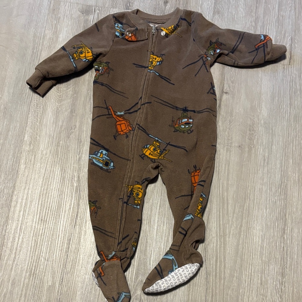 Carter's Brown Helicopter Print‎ Footie